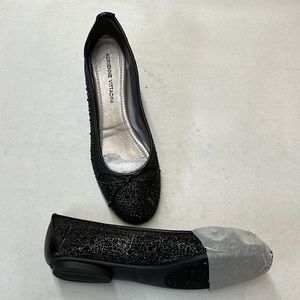 Womens ADRIENNE Vittadini  Jewled Ballet Flat - Black 6M